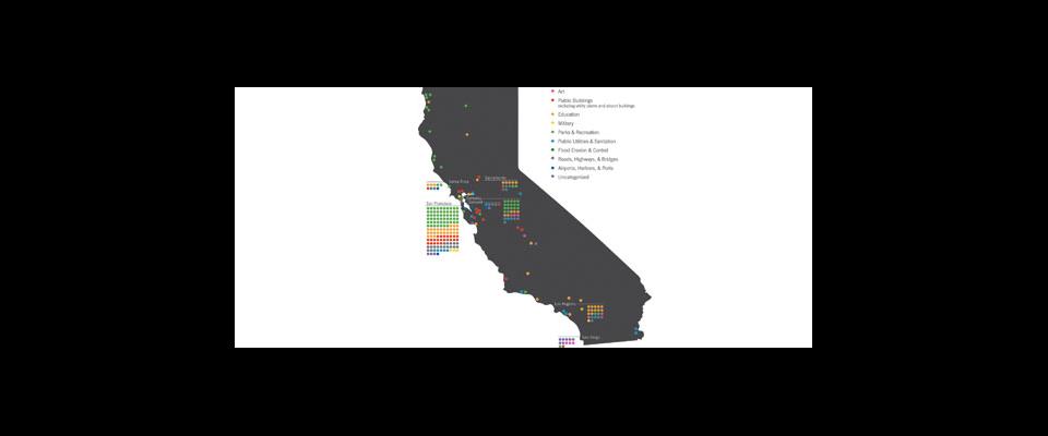 map of California showing New Deal projects