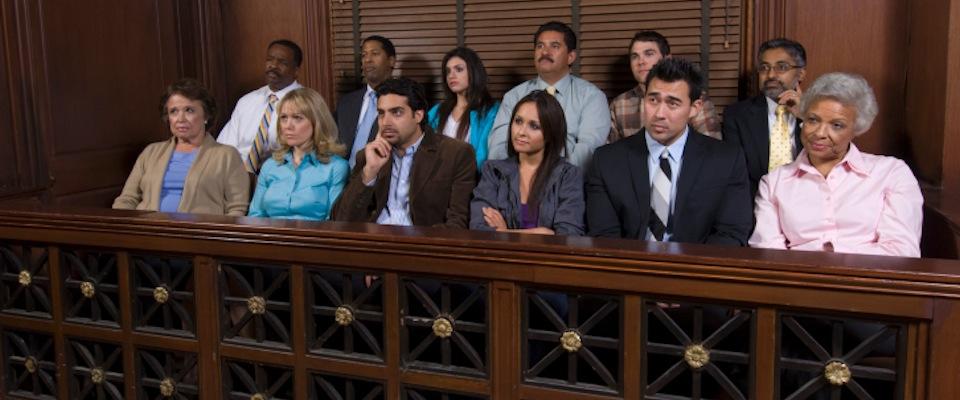 Photo of a jury in court.
