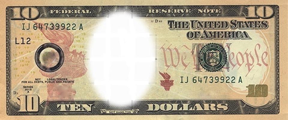 10 dollar bill missing the portrait