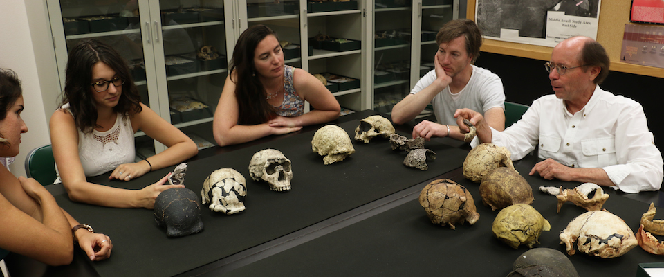 Professor Tim White with students at UC Berkeley 