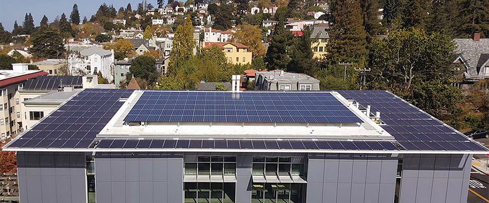 Solar Panels on a rooftop on campus