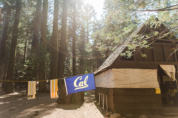 Lair cabin with Cal flag outside
