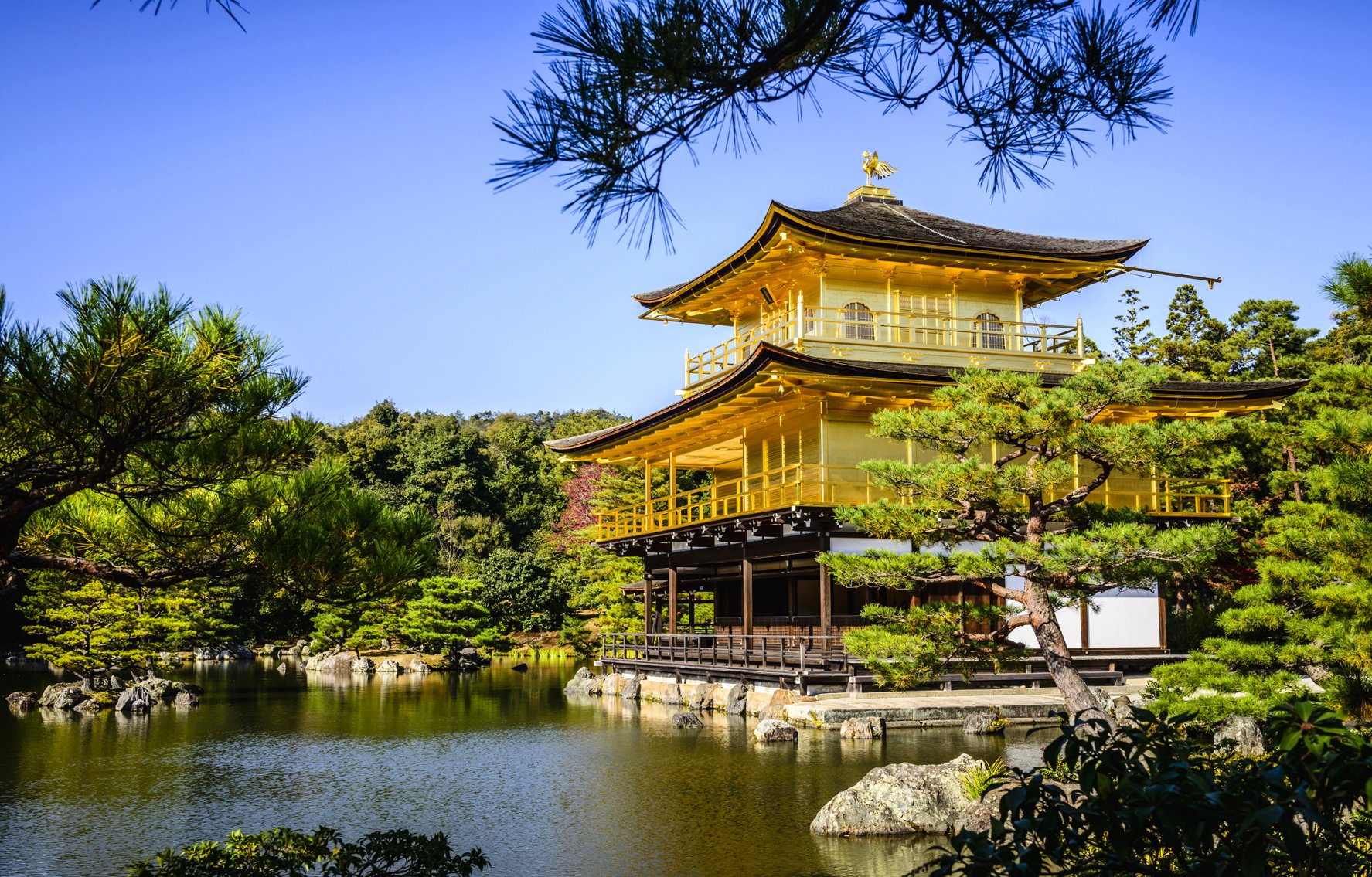 Gold Temple over still lake, Kyoto, Japan