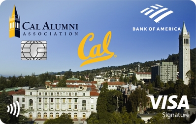 picture of Cal campus on the Bank of America Credit Card with the Cal Alumni Association logo