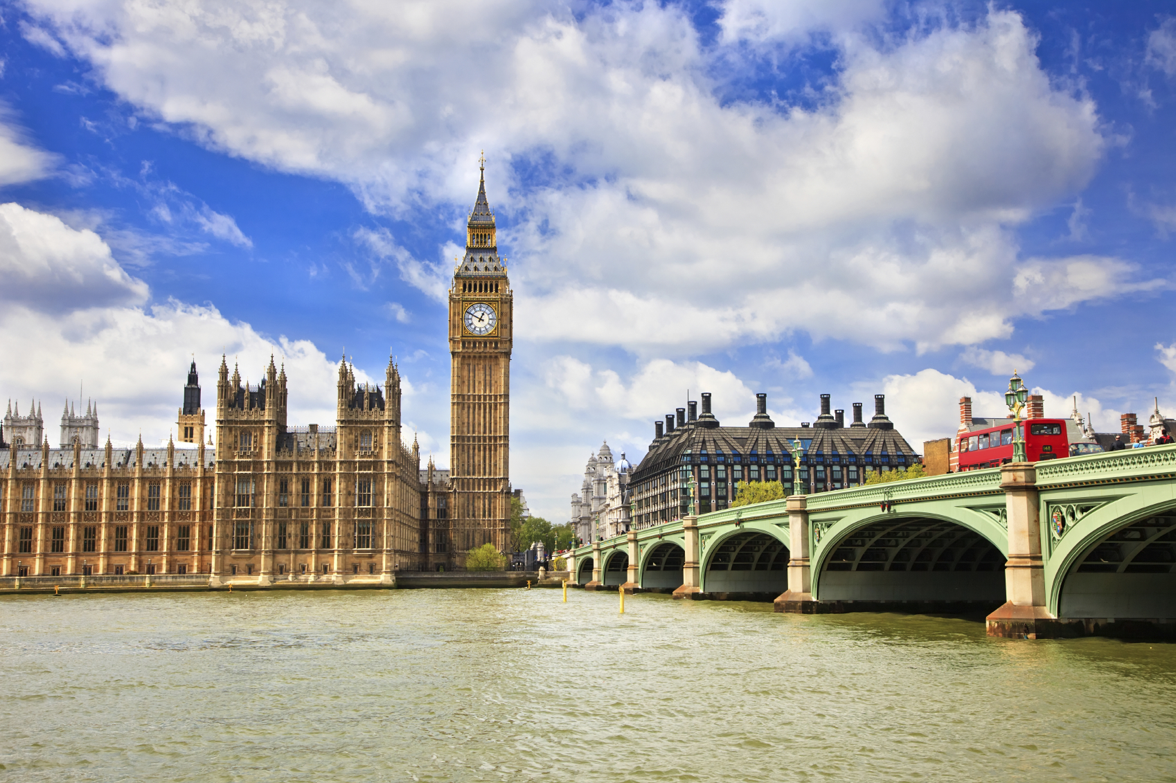 London Parliament and Big Ben with bridge