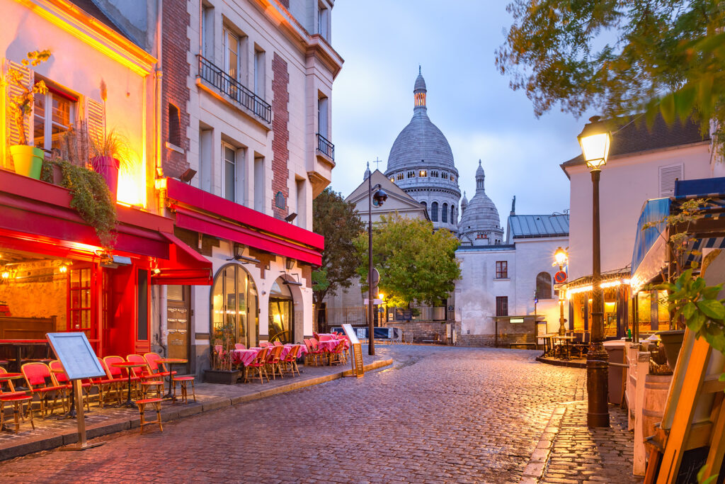 Cafe with tables in Sacre-Coeur