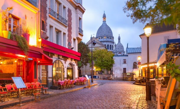 Cafe with tables in Sacre-Coeur
