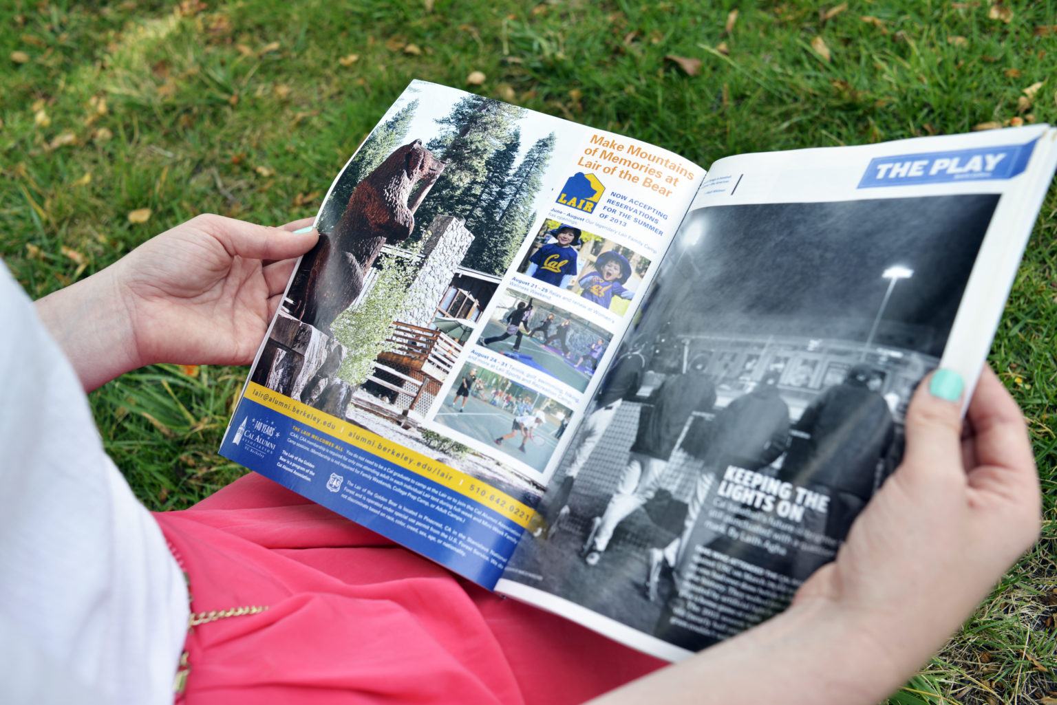 Close-up image of a California magazine spread with a person's hands holding the magazine