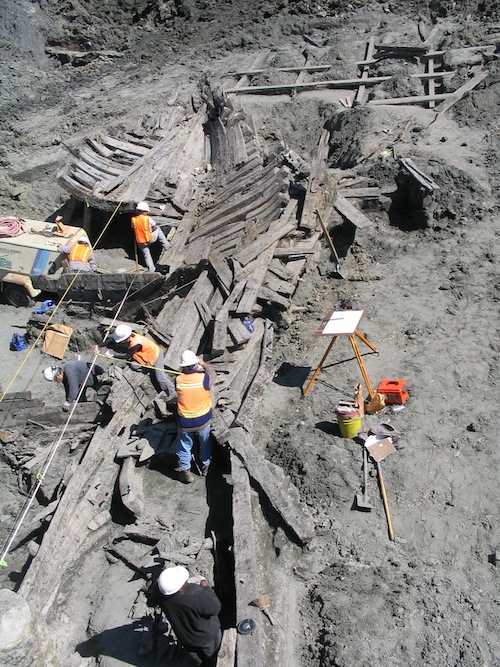 People working on the remains of the Candace