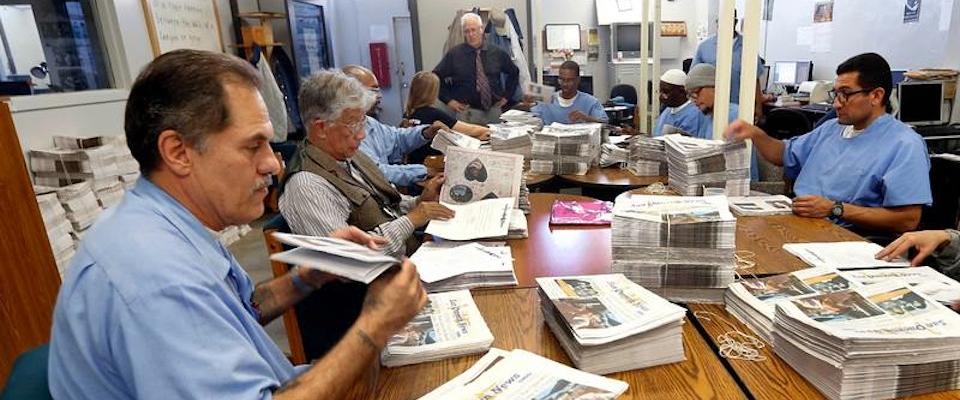 People working on the San Quentin News