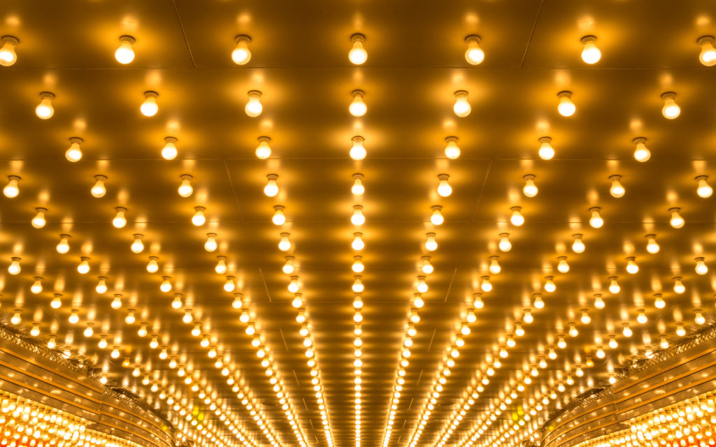 Golden bulbs and marquee lights