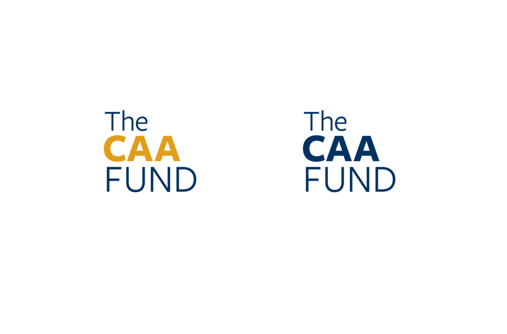The CAA Fund logo variations of Berkeley Blue and Medalist, and Berkeley Blue one color