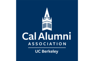 Cal Alumni Association logo one color white on Berkeley Blue