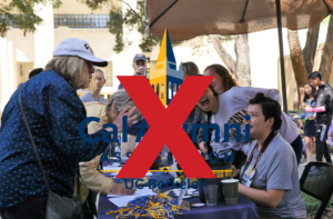 Do not put the Cal Alumni Association logo on a busy background