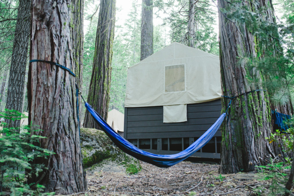Lair tent with blue hammock
