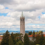 Campanile with trees on a sunny day
