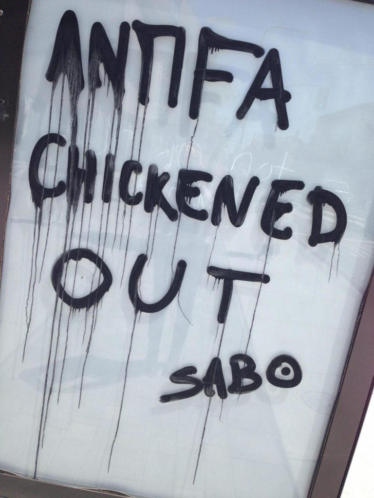 Graffiti left on the UC Berkeley campus in the aftermath of the April 27 protests