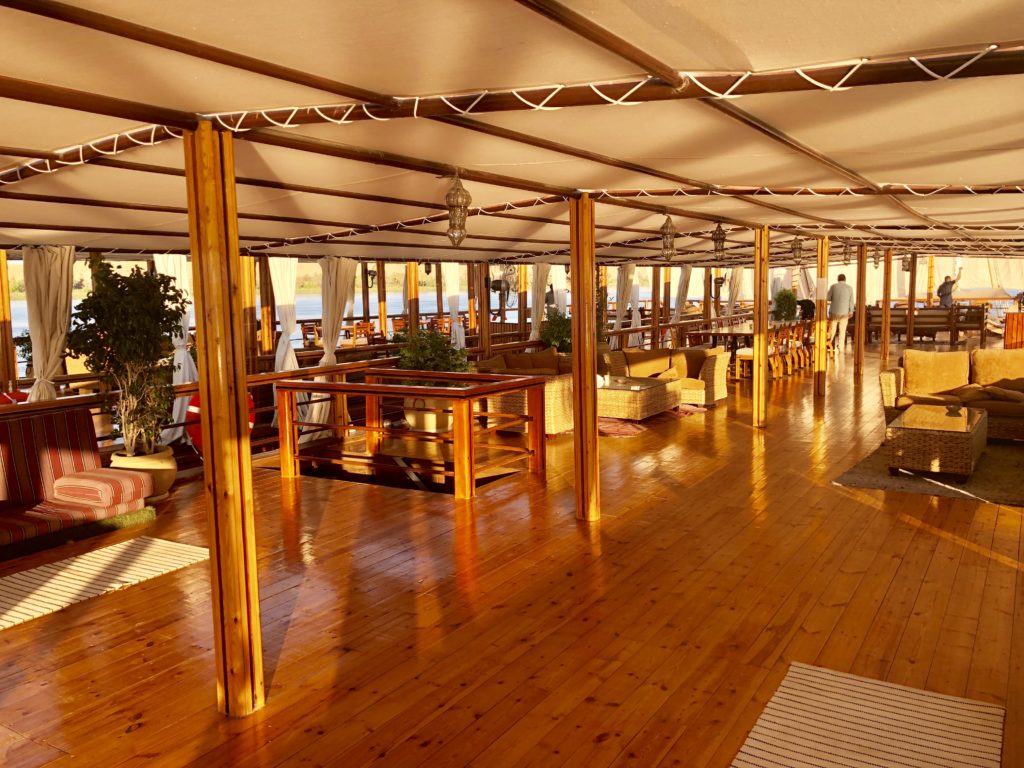 Dahabiya shaded deck & dining area