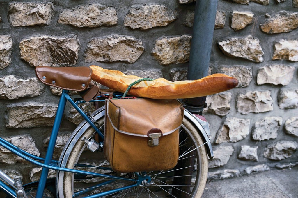 Bike with baguette and bags.