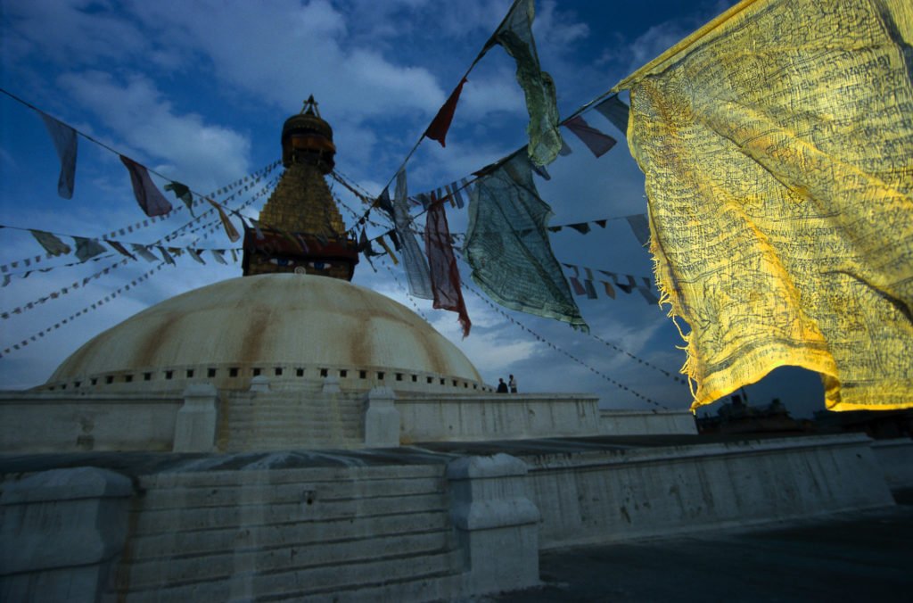 Temple with prayer flags