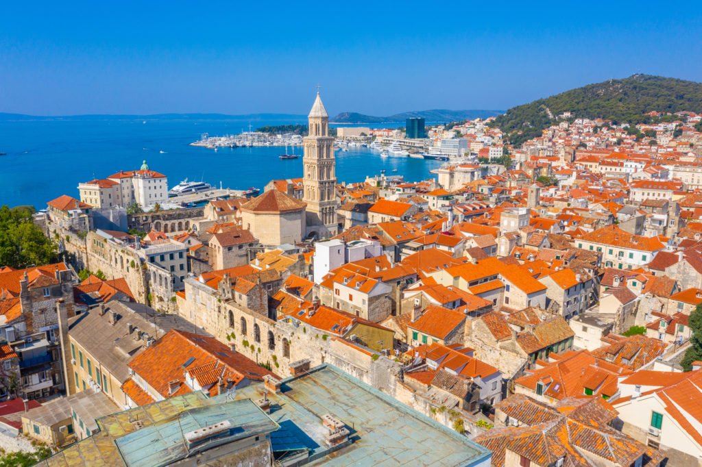 Aerial view of old town of Split