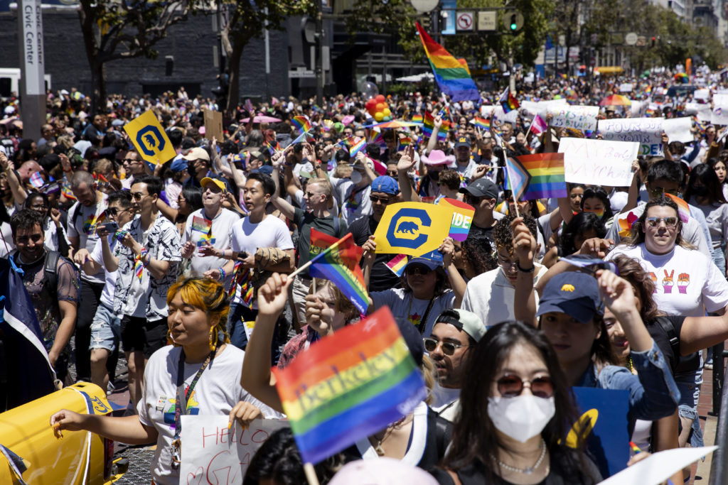 UC Berkeley students, staff and friends walk in the 52nd San Francisco Pride Celebration on Sunday, June 26, 2022.
