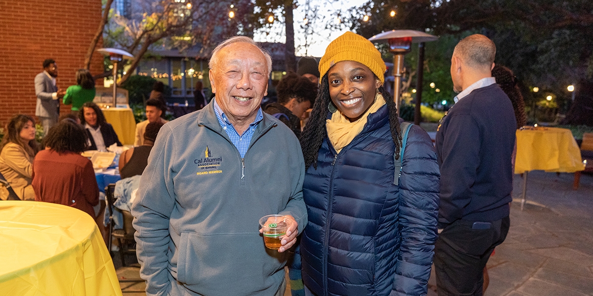 Art Wong ’63 and Tiffany Grant King '04 at a Berkeley Network event
