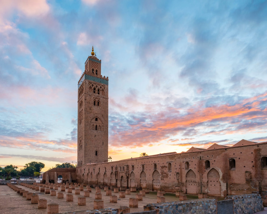 12th century Koutoubia Mosque at sunset