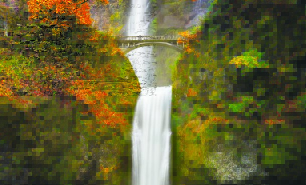 Waterfall with a bridge