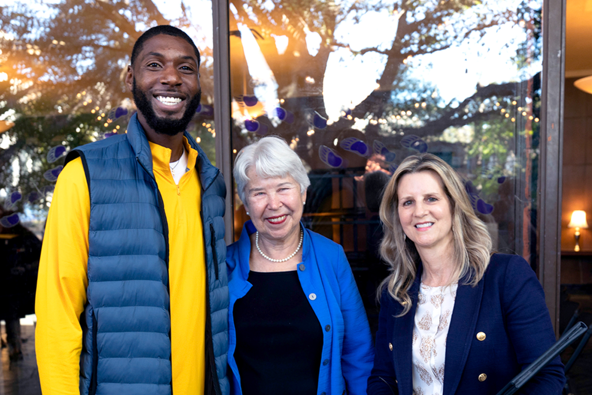 Jason Gant '06 with Chancellor Christ and Susie Crumpler on Homecoming weekend.