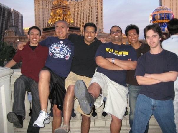 Ryan Waliany poses with a group of friends in Vegas. 