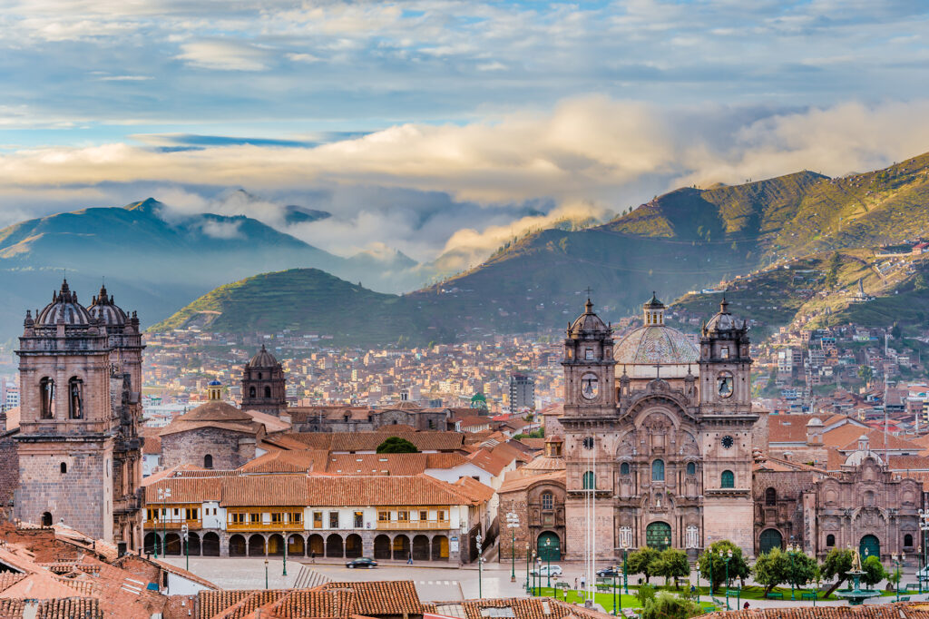 Morning sun rising at Plaza de armas, Cusco, City