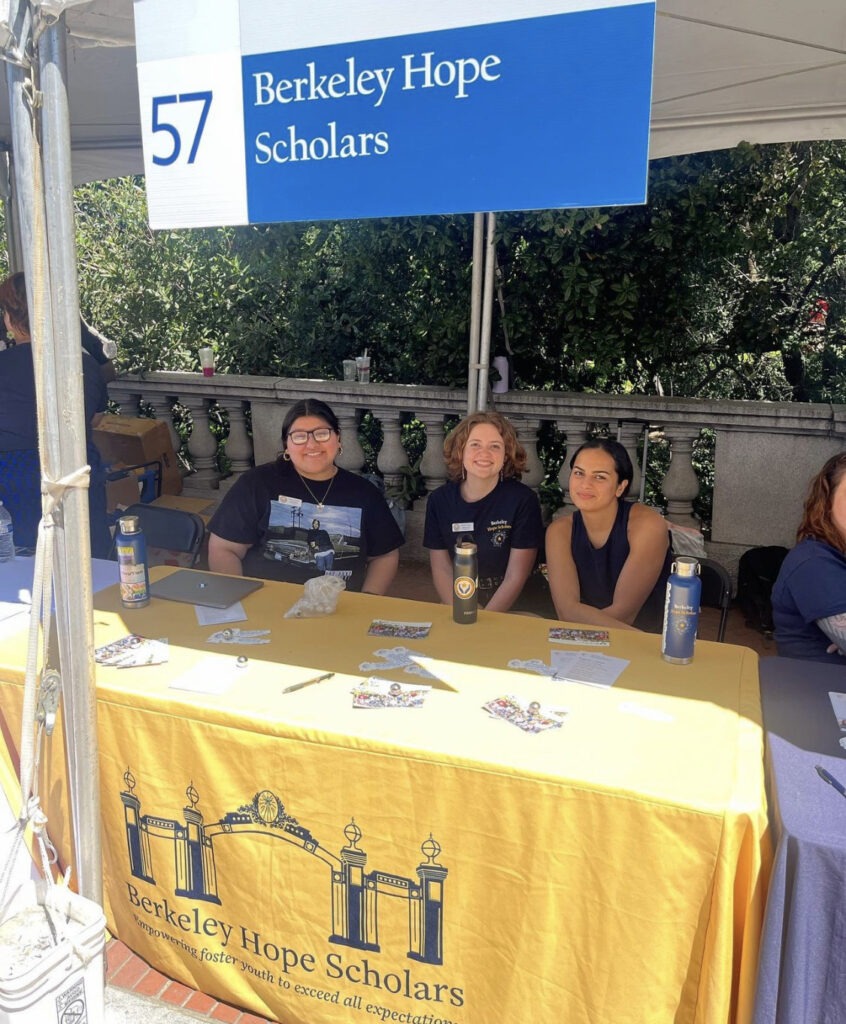 Alishba Sardar tabling on campus for Berkeley Hope Scholars. 