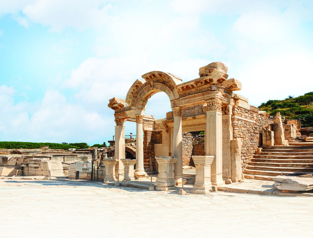 Temple of Hadrian at the Ephesus archaeological site in Turkey.