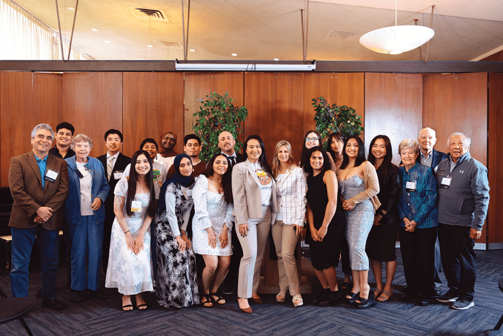 Mayor of Oakland Sheng Thao ’14 (center) celebrates graduating scholars from The Achievement Award Program (TAAP) along with alumni and supporters at the TAAP Senior Brunch, April 29, 2023 at Alumni House.