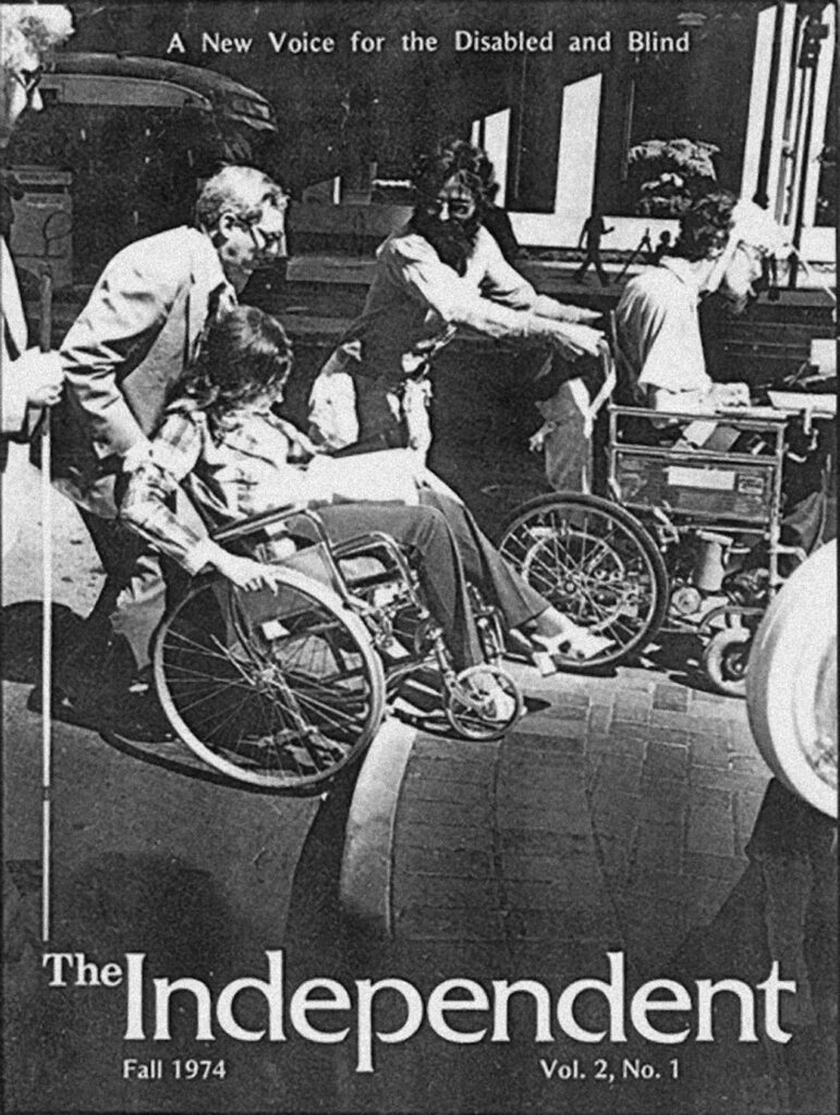The Independent cover showing people struggling to push people in wheelchairs up a curb