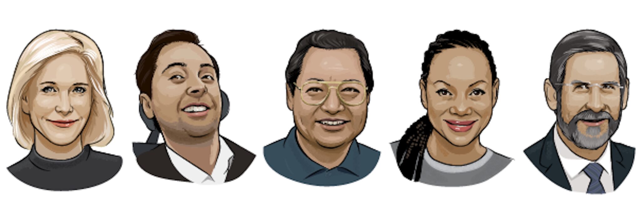 Illustrations of the spotlighted members of I-House