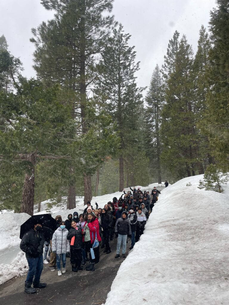Students on one of their nature walks to observe wildlife. 