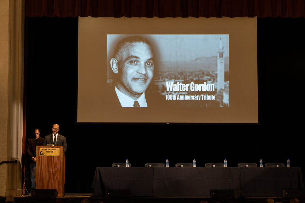 Slide show at Walter Gordon 100-year anniversary celebration of graduating from Berkeley Law.