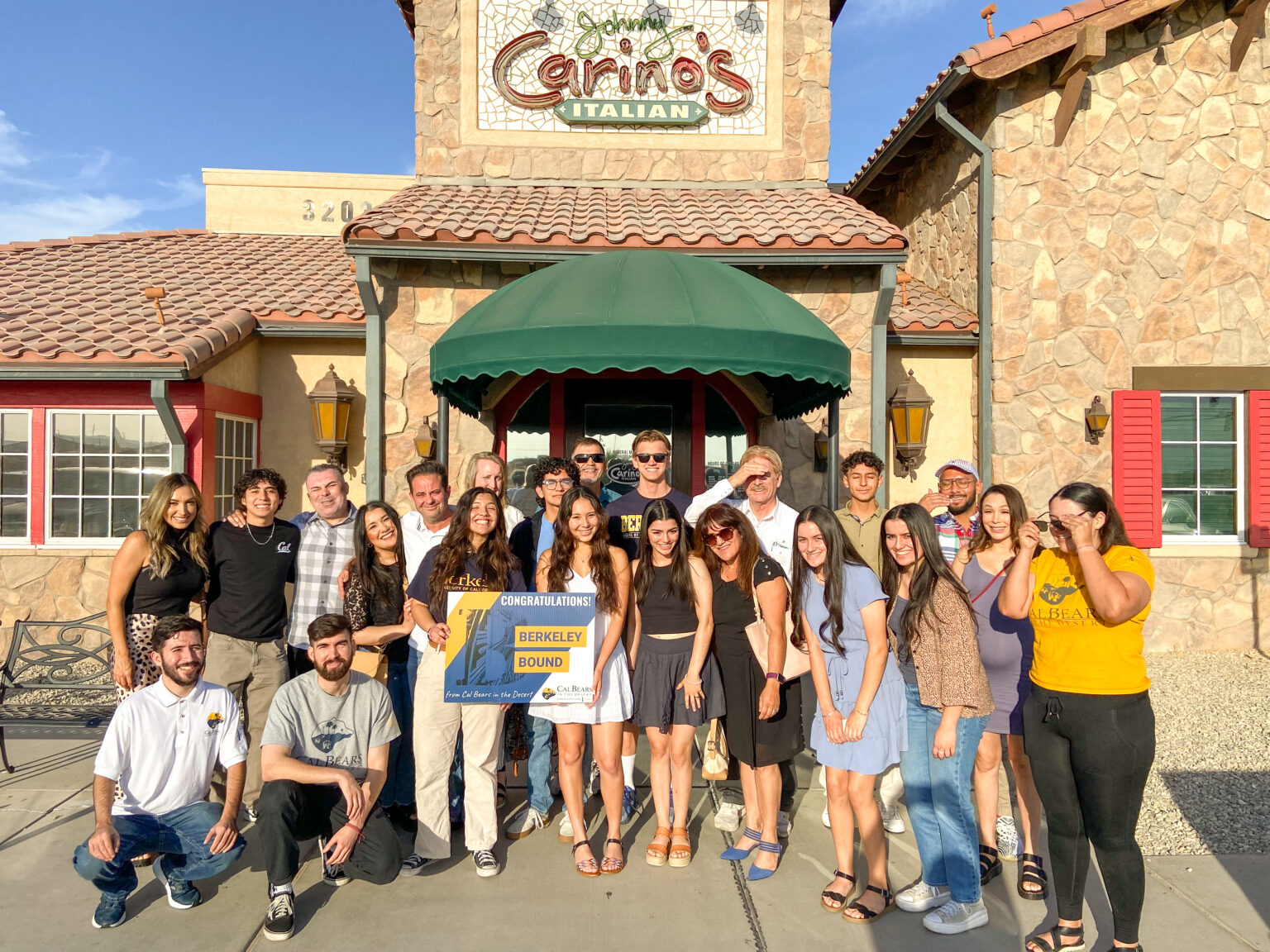 People gather at a restaurant for the Cal Bears in the Desert Summer Send-off for Imperial Valley students.