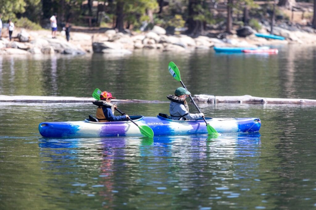 2 kayakers on a lake