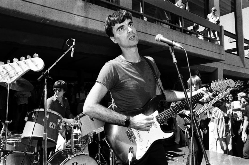 Chris Frantz, David Byrne and Tina Weymouth of The Talking Heads perform live at University of California Berkeley