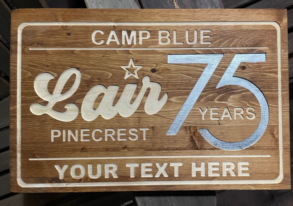 engraved wooden sign
