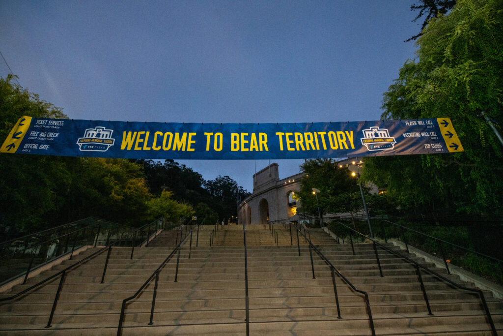 Bear Territory banner at California Memorial Stadium.
