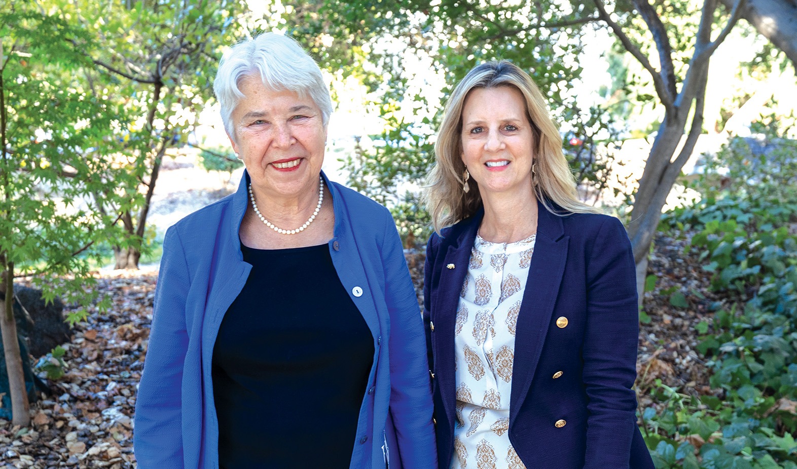 Chancellor Carol T. Christ and Executive Director Susie Cohen Crumpler at Alumni House in 2022.