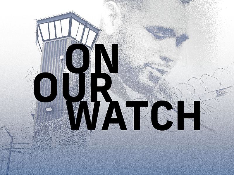 Graphics promoting KQED’s podcast “On Our Watch: New Folsom”