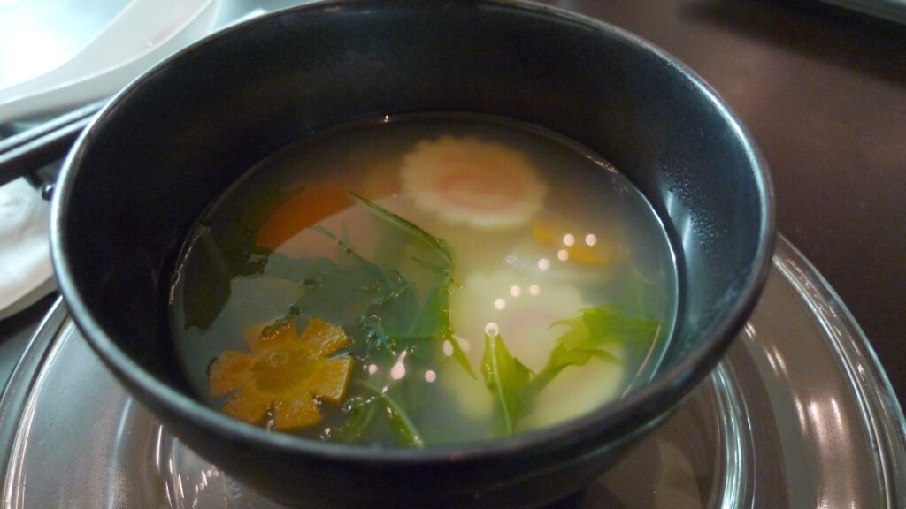 Ozoni soup in a bowl