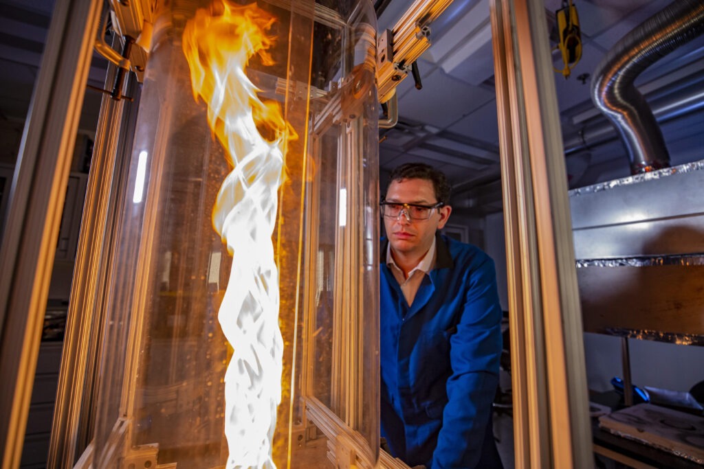 Gollner observes a flame vortex inside in a laboratory