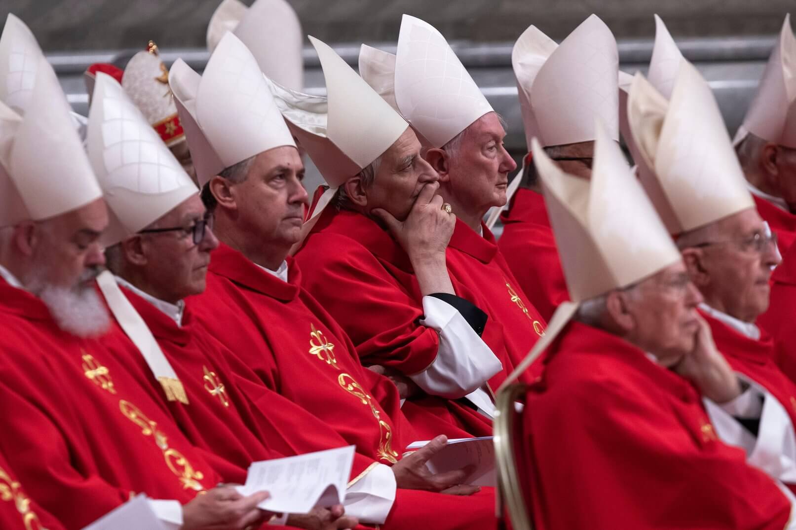 Cardinals in red vestments at the Vatican